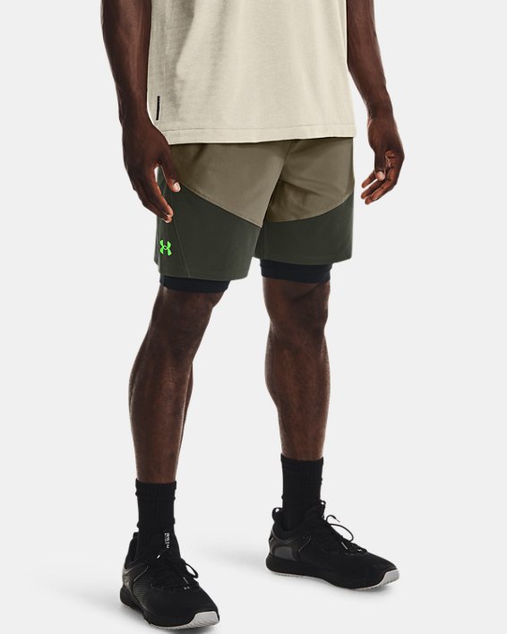 Men's UA Knit Woven Hybrid Shorts, Green, pdpMainDesktop image number 0